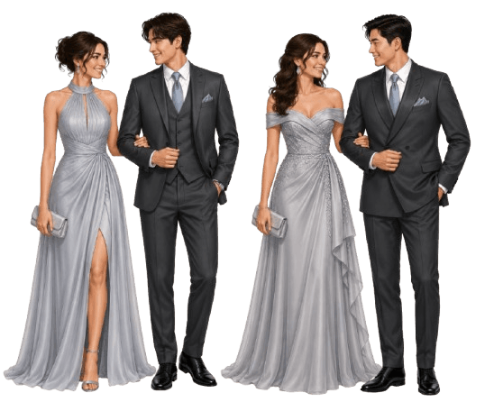 Principal sponsor attire — silver and charcoal gray
